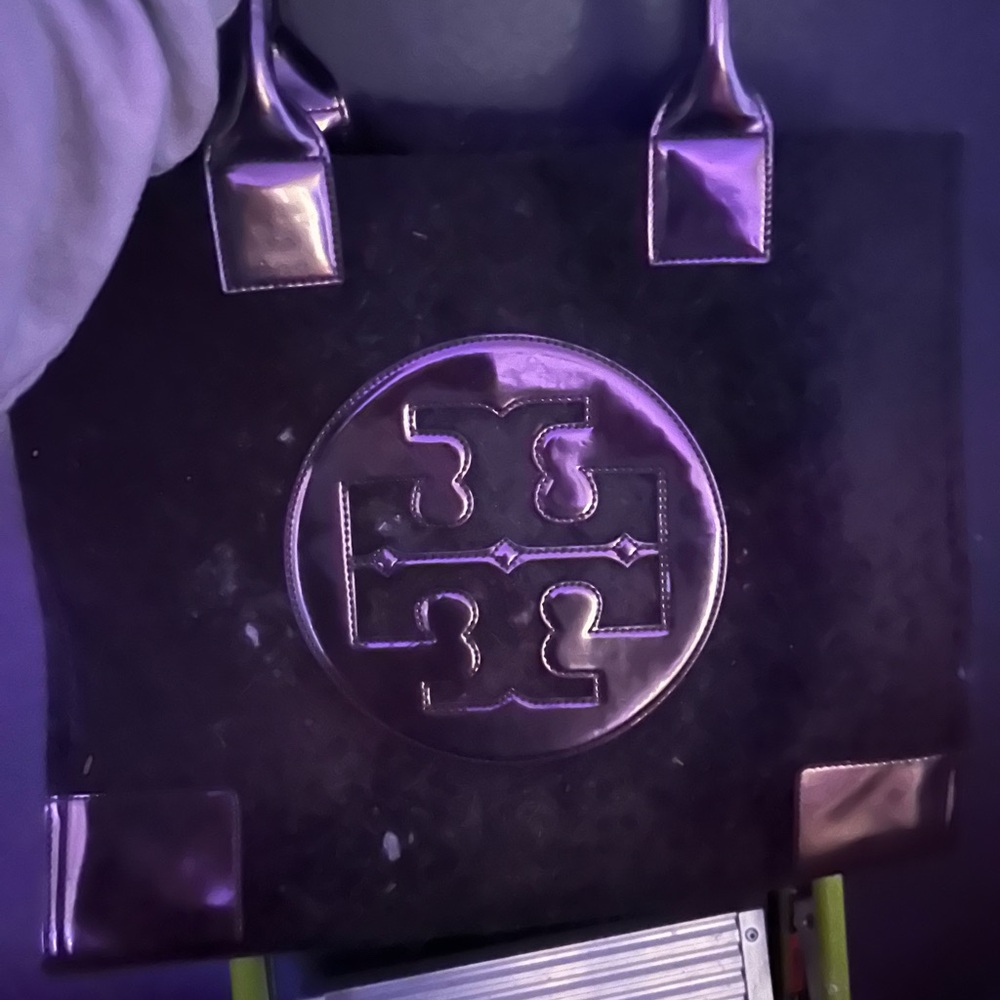 Tory Burch Black and Purple Tote